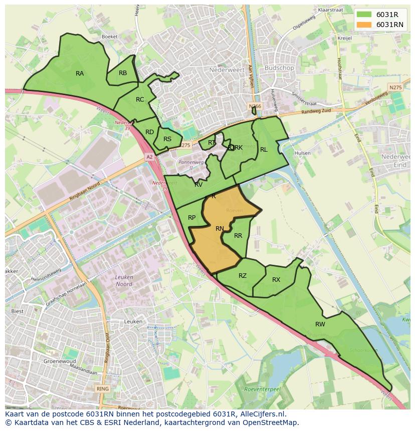 Afbeelding van het postcodegebied 6031 RN op de kaart.