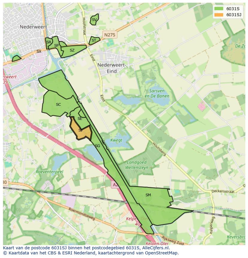 Afbeelding van het postcodegebied 6031 SJ op de kaart.