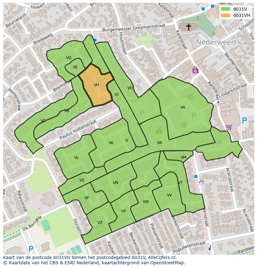 Afbeelding van het postcodegebied 6031 VH op de kaart.