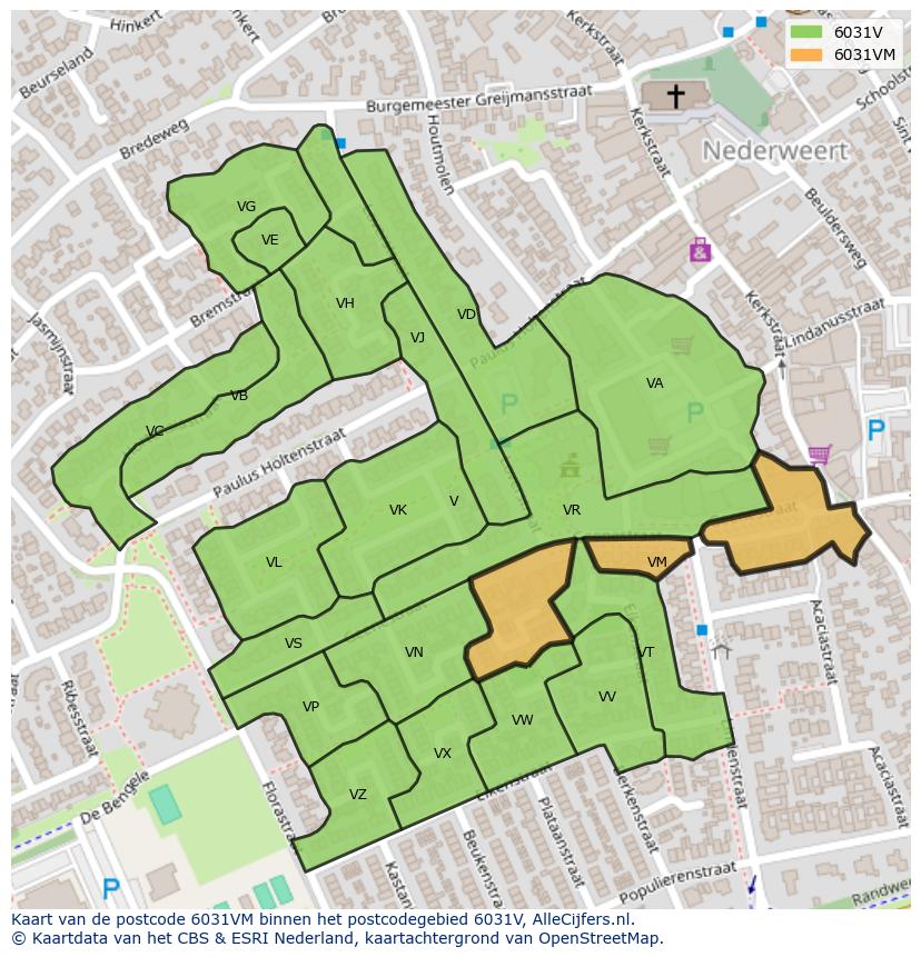Afbeelding van het postcodegebied 6031 VM op de kaart.