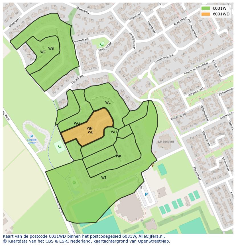 Afbeelding van het postcodegebied 6031 WD op de kaart.