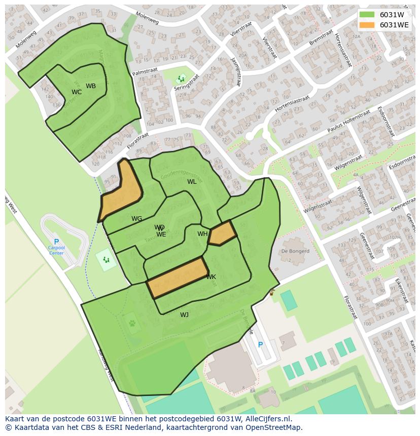 Afbeelding van het postcodegebied 6031 WE op de kaart.