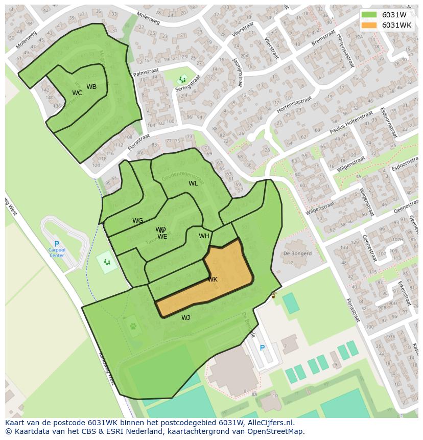 Afbeelding van het postcodegebied 6031 WK op de kaart.