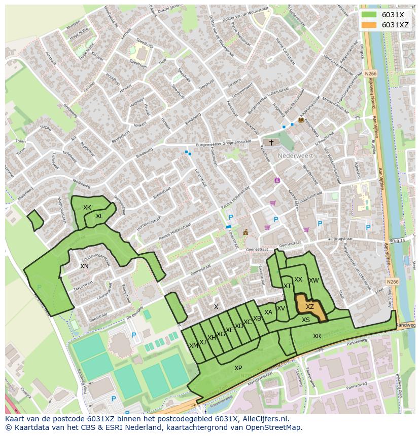 Afbeelding van het postcodegebied 6031 XZ op de kaart.