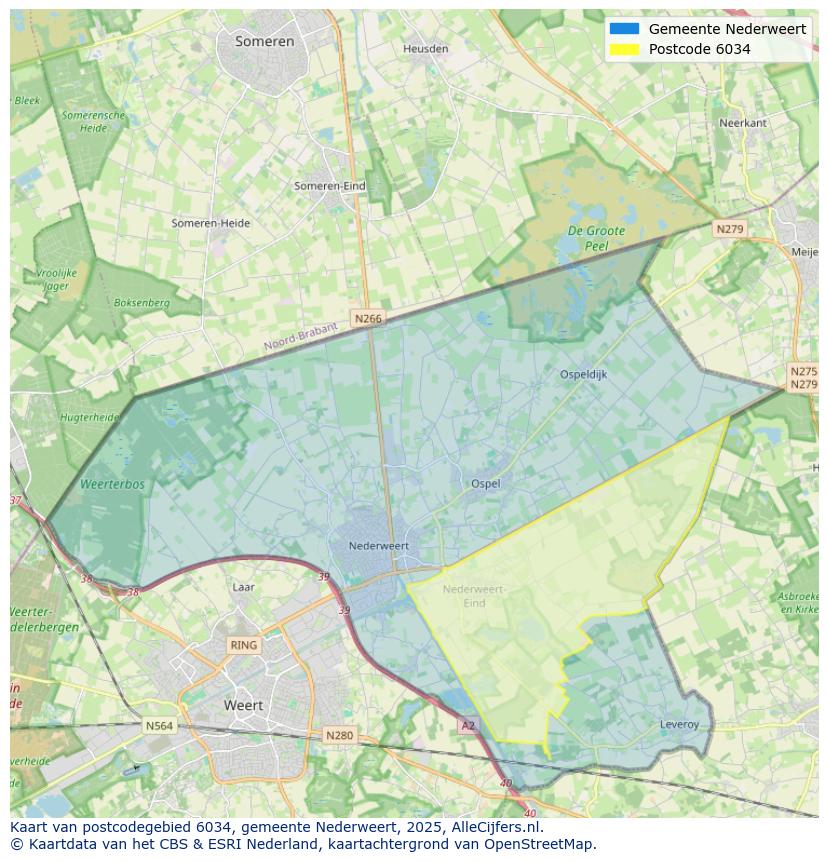 Afbeelding van het postcodegebied 6034 op de kaart.
