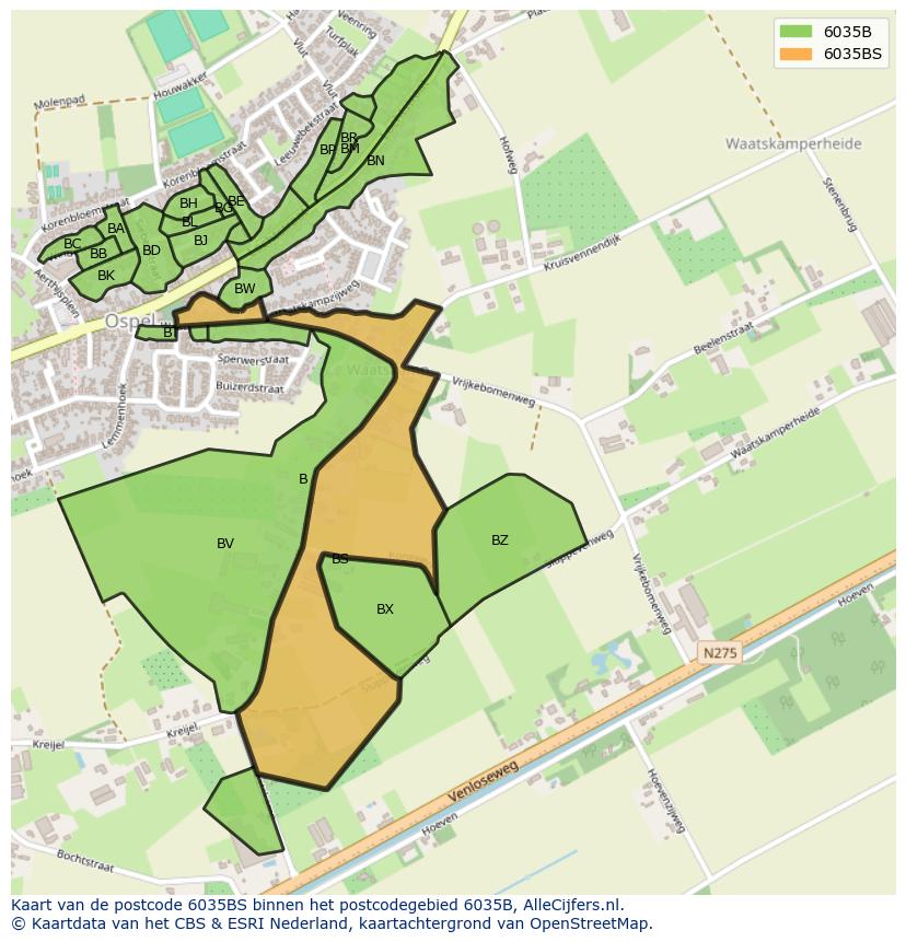 Afbeelding van het postcodegebied 6035 BS op de kaart.