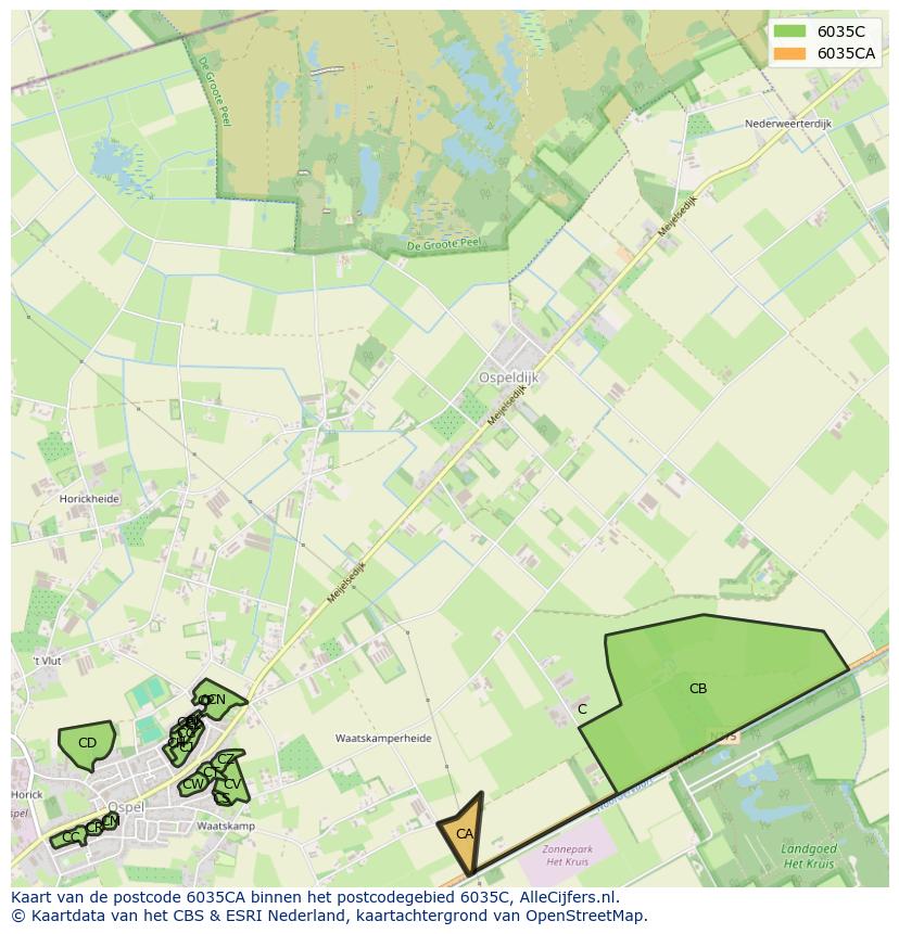 Afbeelding van het postcodegebied 6035 CA op de kaart.