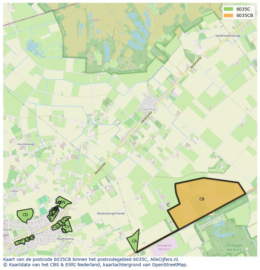 Afbeelding van het postcodegebied 6035 CB op de kaart.