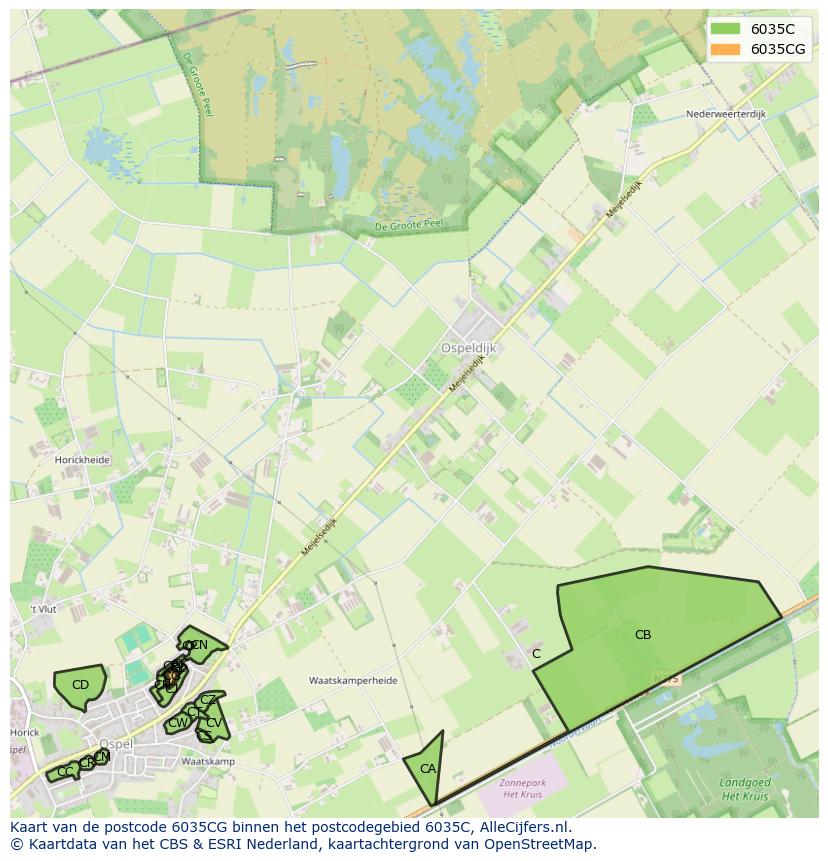 Afbeelding van het postcodegebied 6035 CG op de kaart.