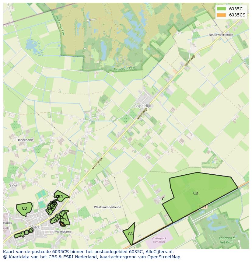 Afbeelding van het postcodegebied 6035 CS op de kaart.
