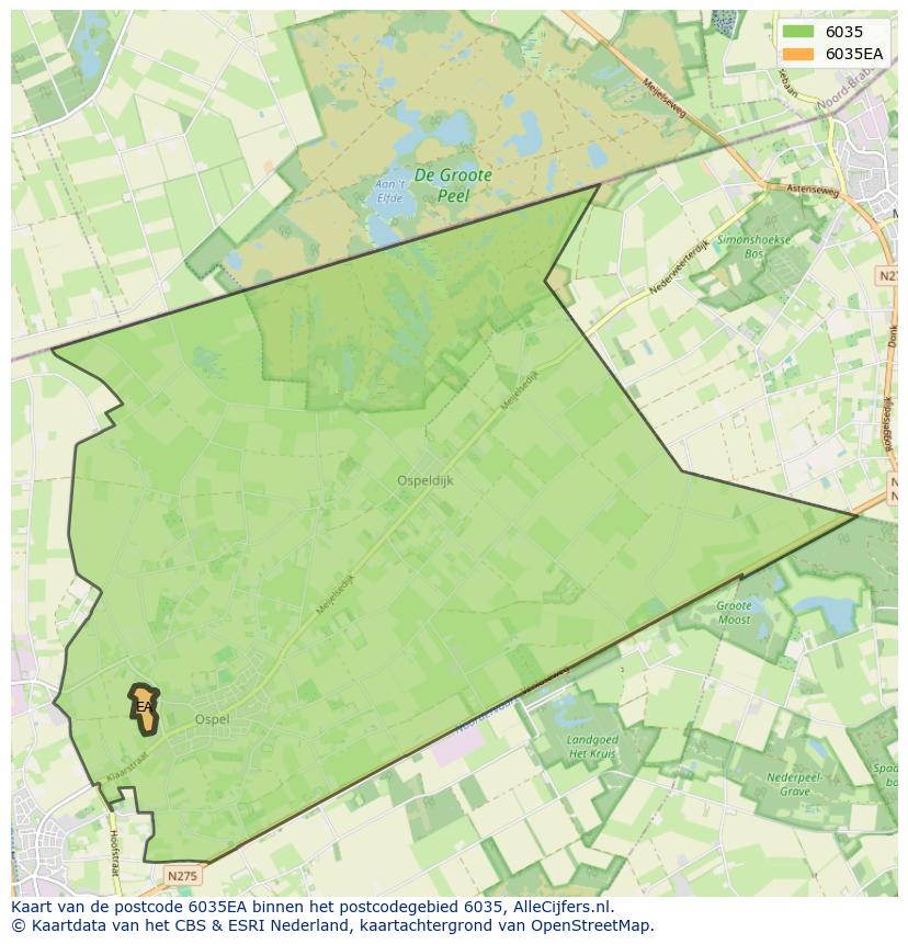 Afbeelding van het postcodegebied 6035 EA op de kaart.