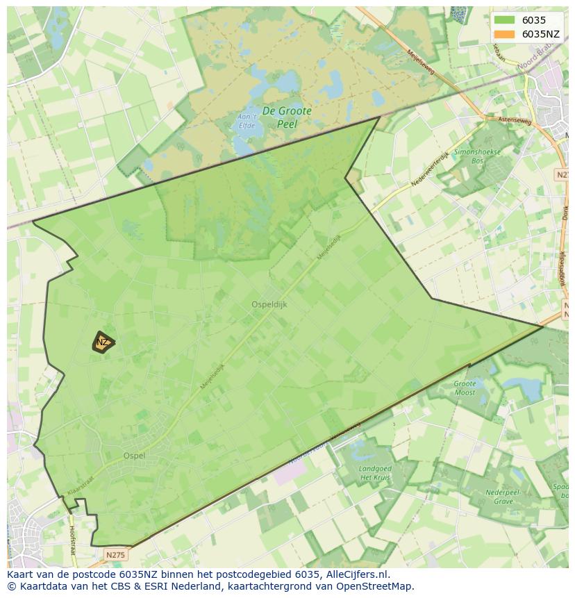 Afbeelding van het postcodegebied 6035 NZ op de kaart.