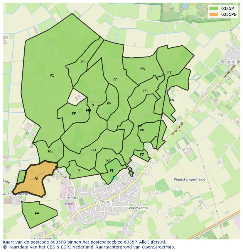 Afbeelding van het postcodegebied 6035 PB op de kaart.