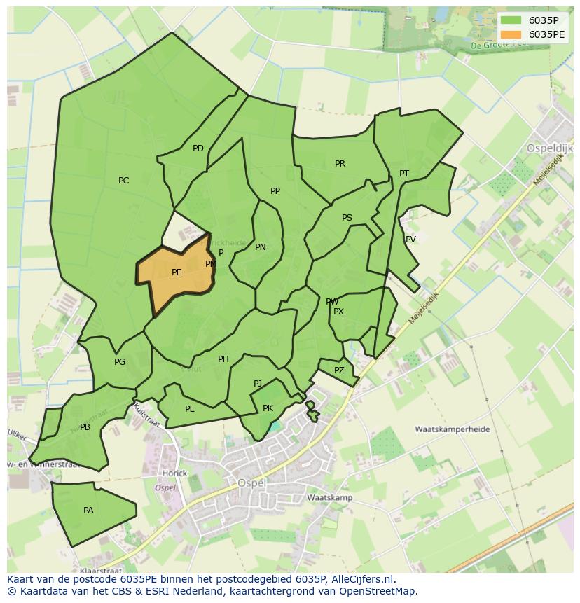Afbeelding van het postcodegebied 6035 PE op de kaart.