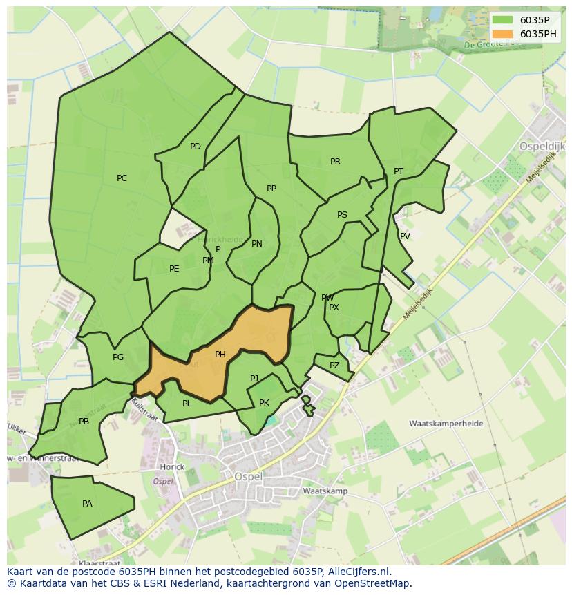 Afbeelding van het postcodegebied 6035 PH op de kaart.