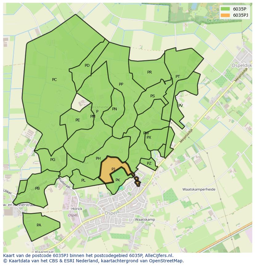 Afbeelding van het postcodegebied 6035 PJ op de kaart.