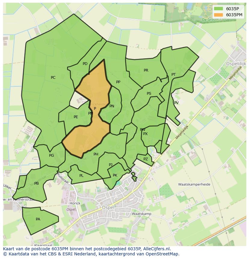Afbeelding van het postcodegebied 6035 PM op de kaart.