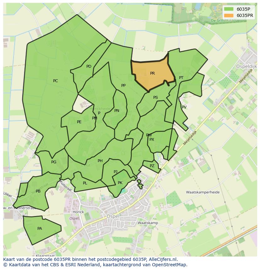 Afbeelding van het postcodegebied 6035 PR op de kaart.
