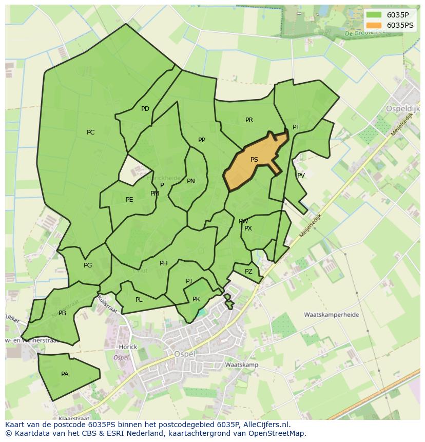 Afbeelding van het postcodegebied 6035 PS op de kaart.
