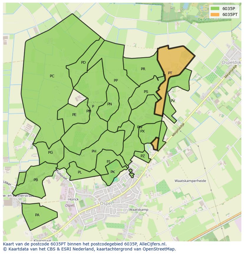 Afbeelding van het postcodegebied 6035 PT op de kaart.