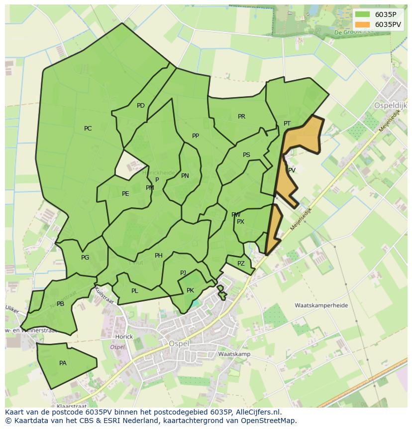 Afbeelding van het postcodegebied 6035 PV op de kaart.
