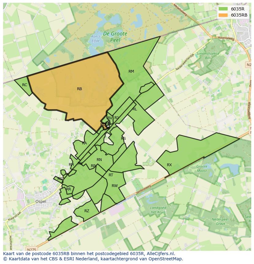 Afbeelding van het postcodegebied 6035 RB op de kaart.