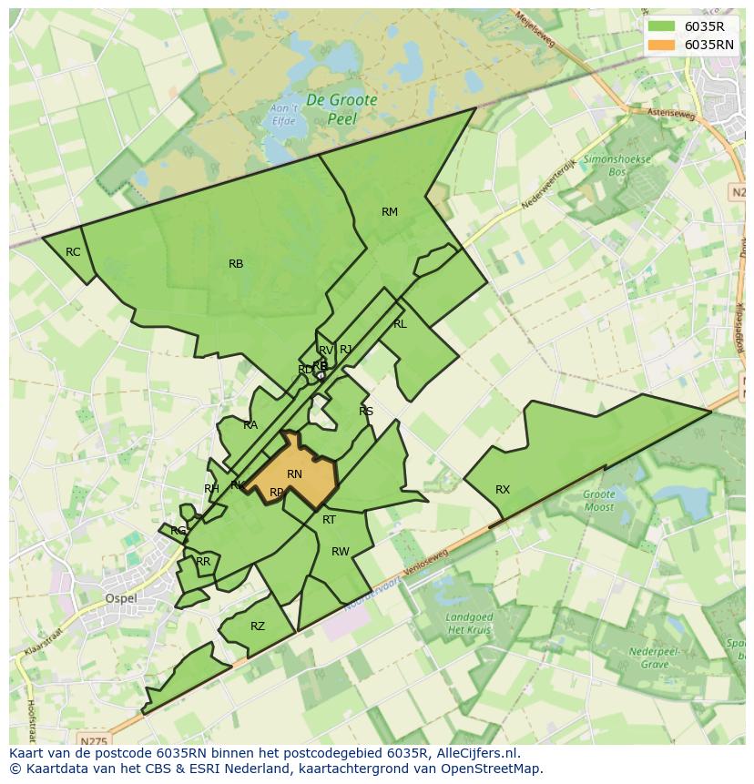 Afbeelding van het postcodegebied 6035 RN op de kaart.