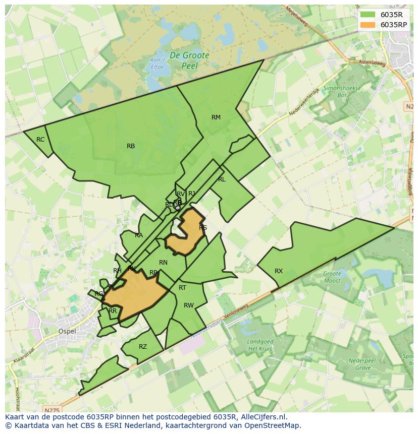 Afbeelding van het postcodegebied 6035 RP op de kaart.