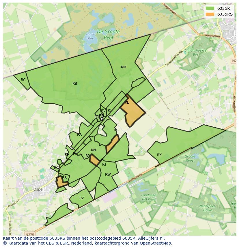 Afbeelding van het postcodegebied 6035 RS op de kaart.