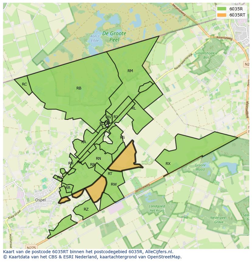 Afbeelding van het postcodegebied 6035 RT op de kaart.