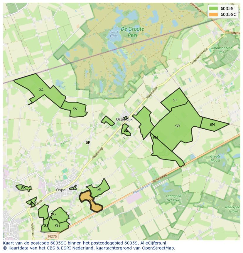 Afbeelding van het postcodegebied 6035 SC op de kaart.