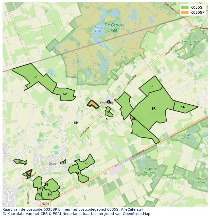 Afbeelding van het postcodegebied 6035 SP op de kaart.