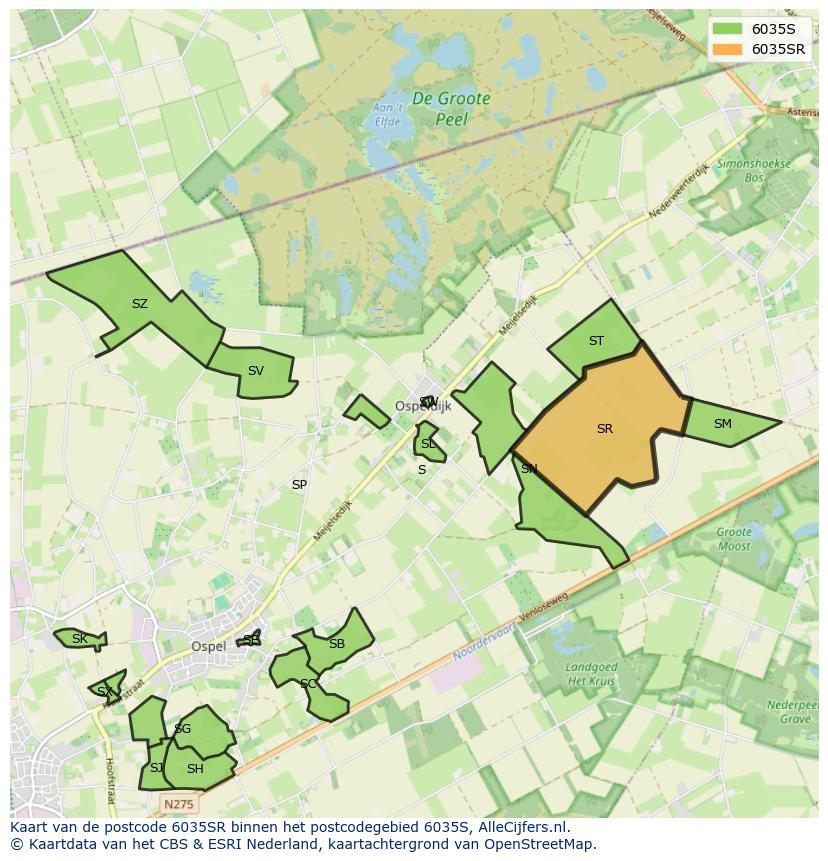 Afbeelding van het postcodegebied 6035 SR op de kaart.