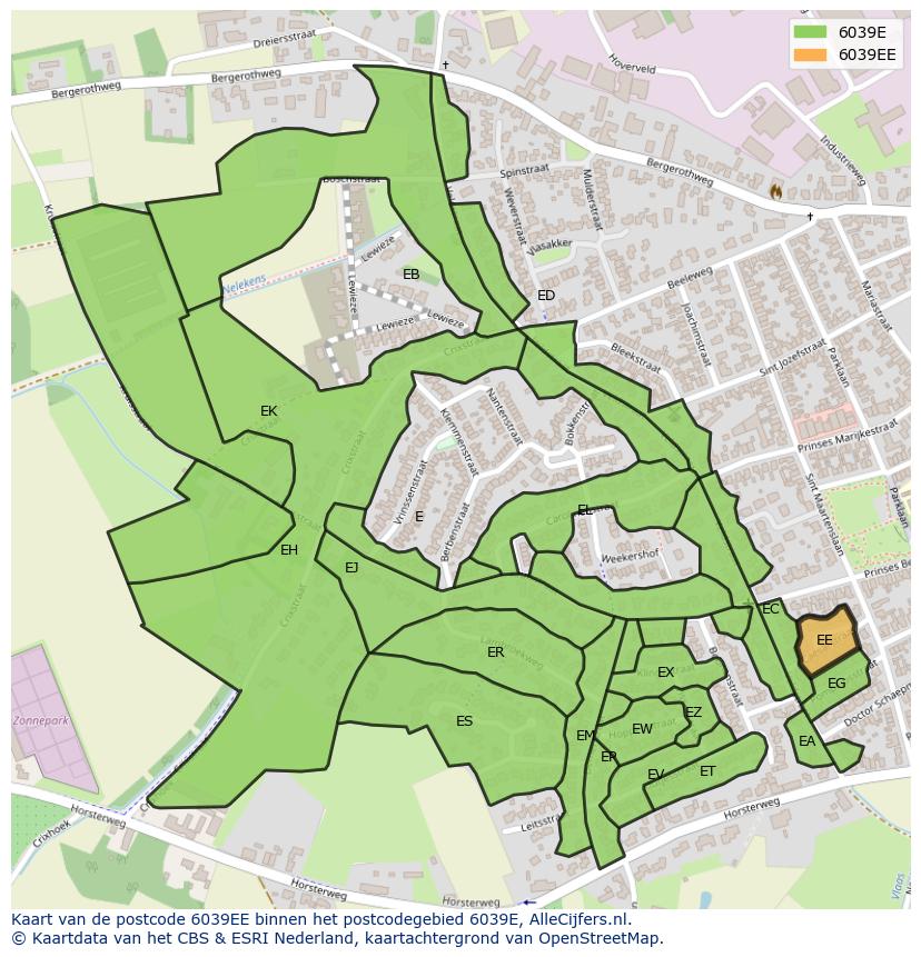 Afbeelding van het postcodegebied 6039 EE op de kaart.