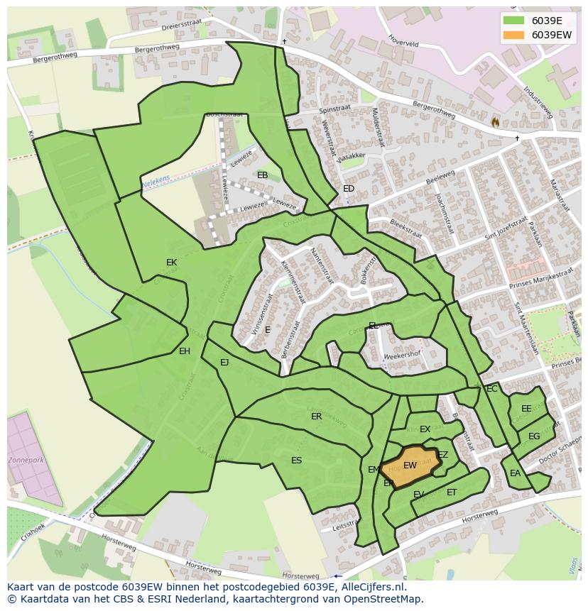 Afbeelding van het postcodegebied 6039 EW op de kaart.