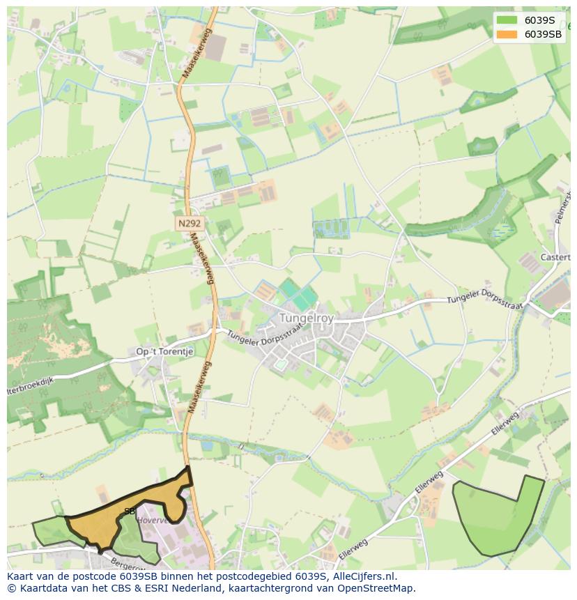 Afbeelding van het postcodegebied 6039 SB op de kaart.