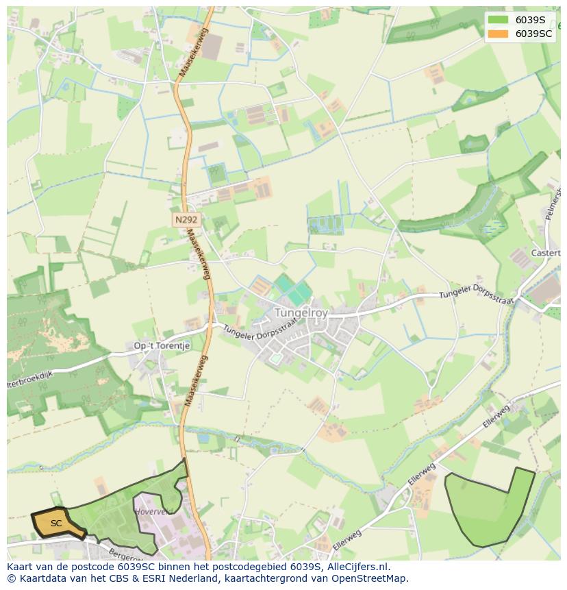 Afbeelding van het postcodegebied 6039 SC op de kaart.