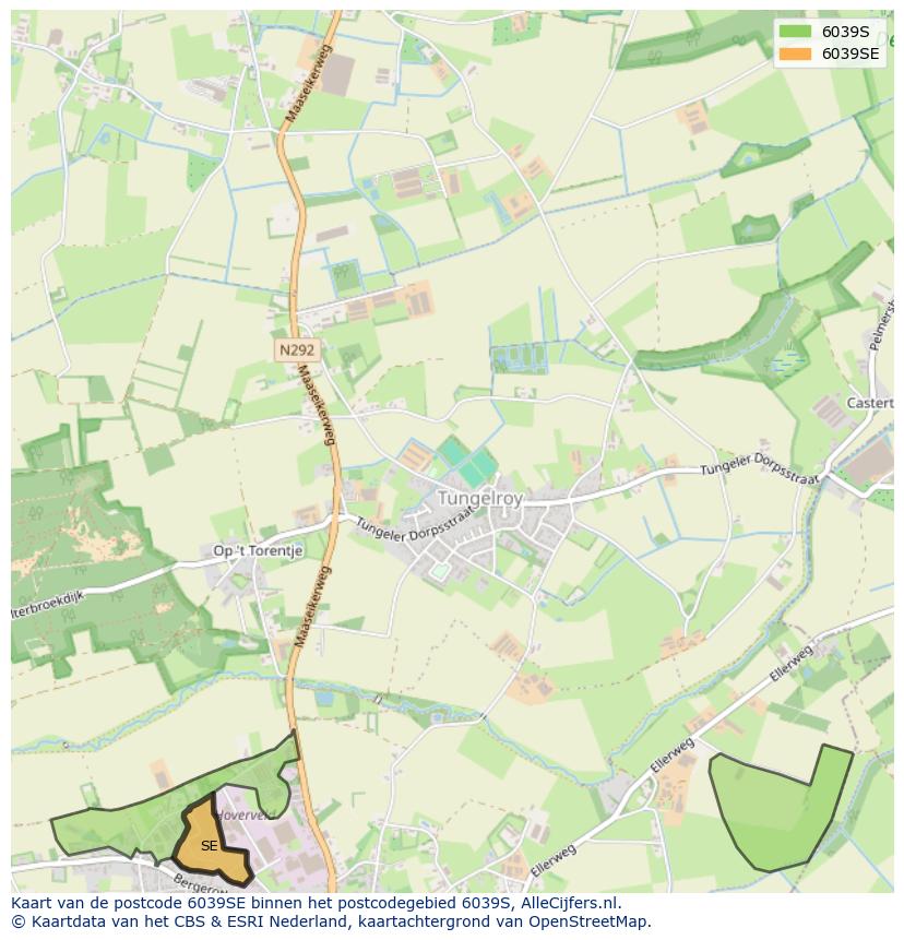 Afbeelding van het postcodegebied 6039 SE op de kaart.