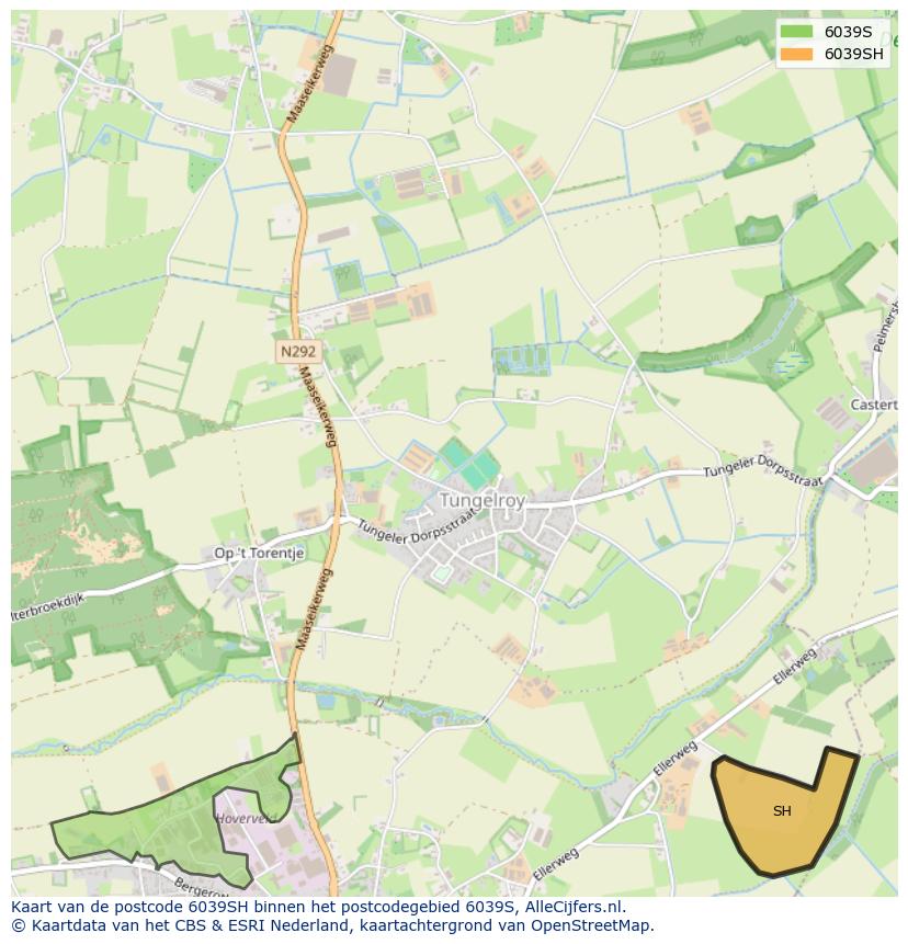 Afbeelding van het postcodegebied 6039 SH op de kaart.