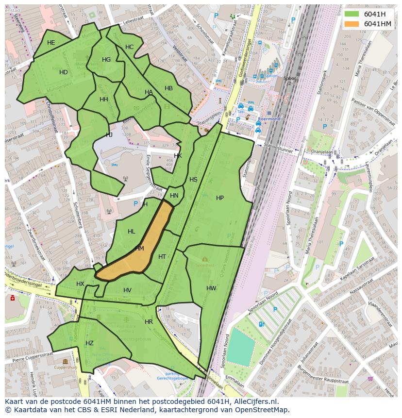 Afbeelding van het postcodegebied 6041 HM op de kaart.