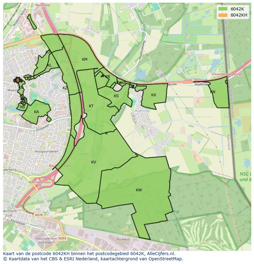 Afbeelding van het postcodegebied 6042 KH op de kaart.