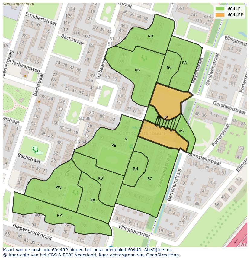 Afbeelding van het postcodegebied 6044 RP op de kaart.