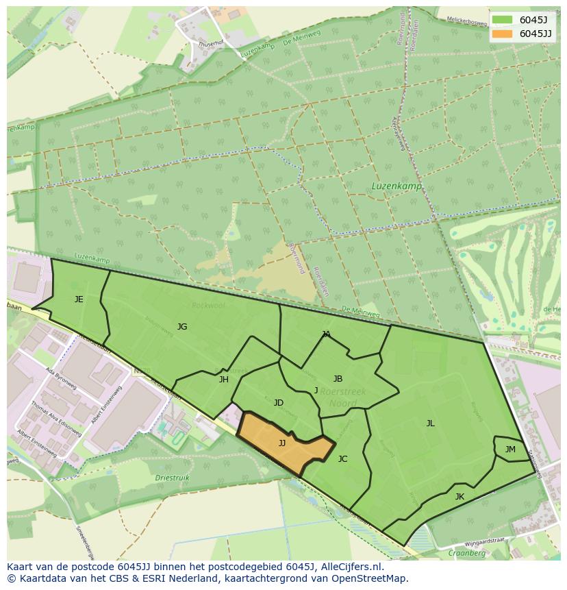 Afbeelding van het postcodegebied 6045 JJ op de kaart.