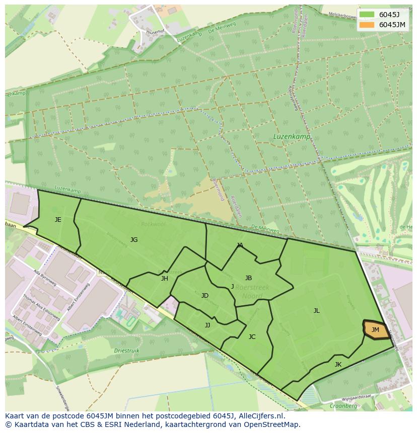 Afbeelding van het postcodegebied 6045 JM op de kaart.