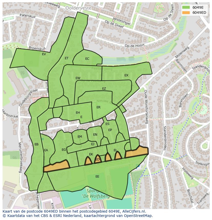 Afbeelding van het postcodegebied 6049 ED op de kaart.
