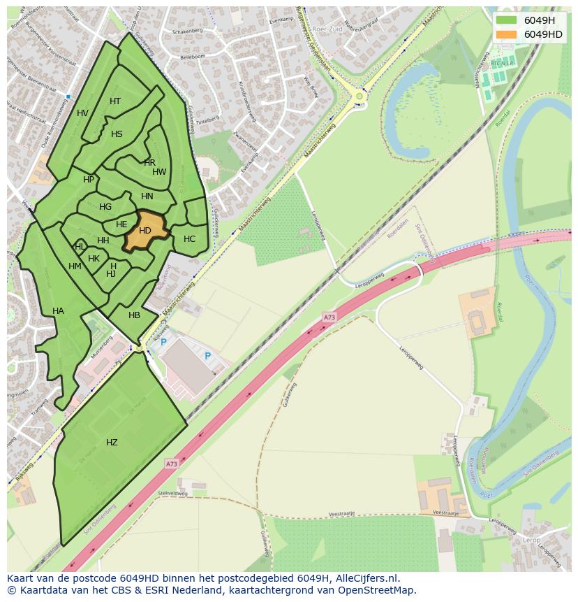 Afbeelding van het postcodegebied 6049 HD op de kaart.