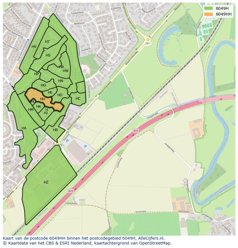 Afbeelding van het postcodegebied 6049 HH op de kaart.