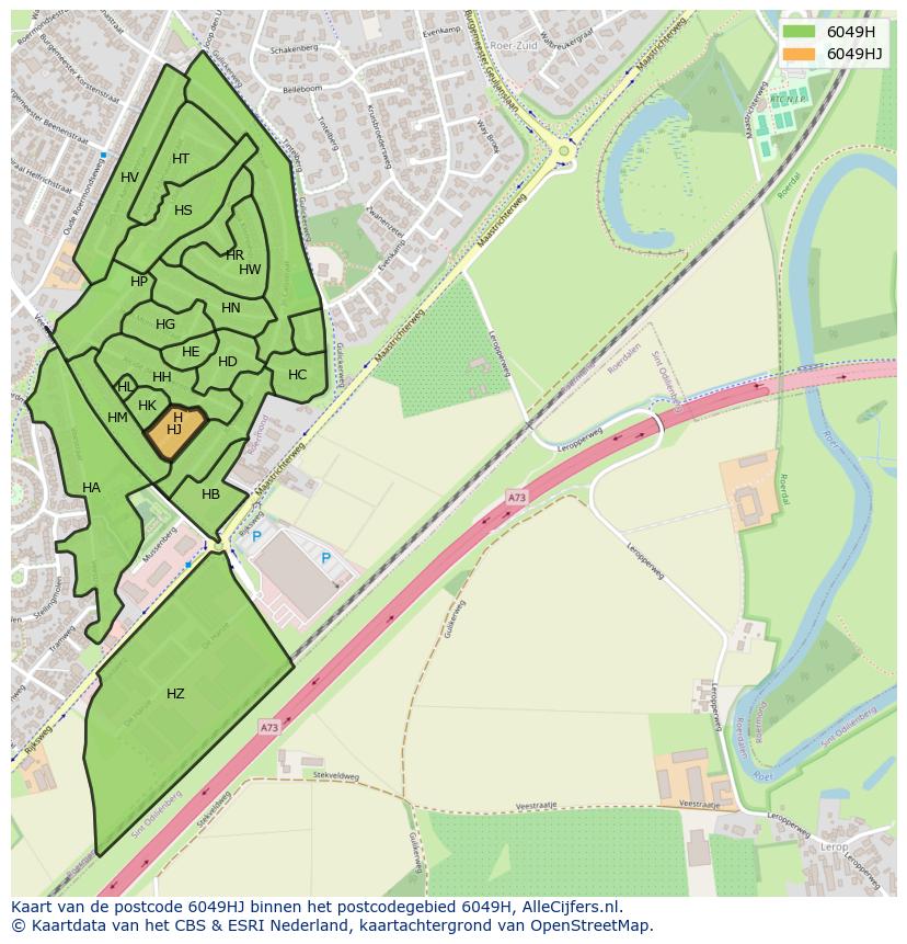 Afbeelding van het postcodegebied 6049 HJ op de kaart.