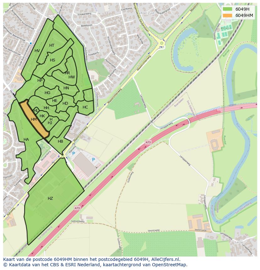 Afbeelding van het postcodegebied 6049 HM op de kaart.