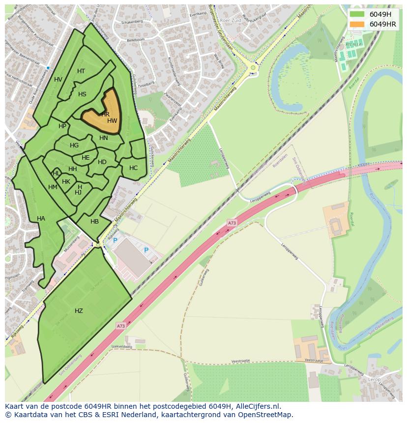 Afbeelding van het postcodegebied 6049 HR op de kaart.